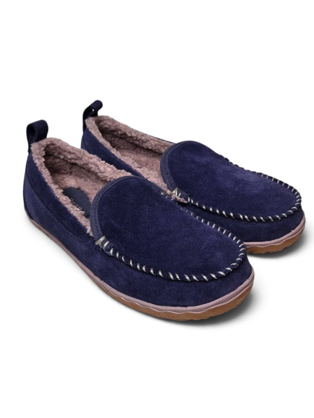 L.L. Bean Mountain Slippers Womens Purple Suede Grip Bottom Furry Lining 7
